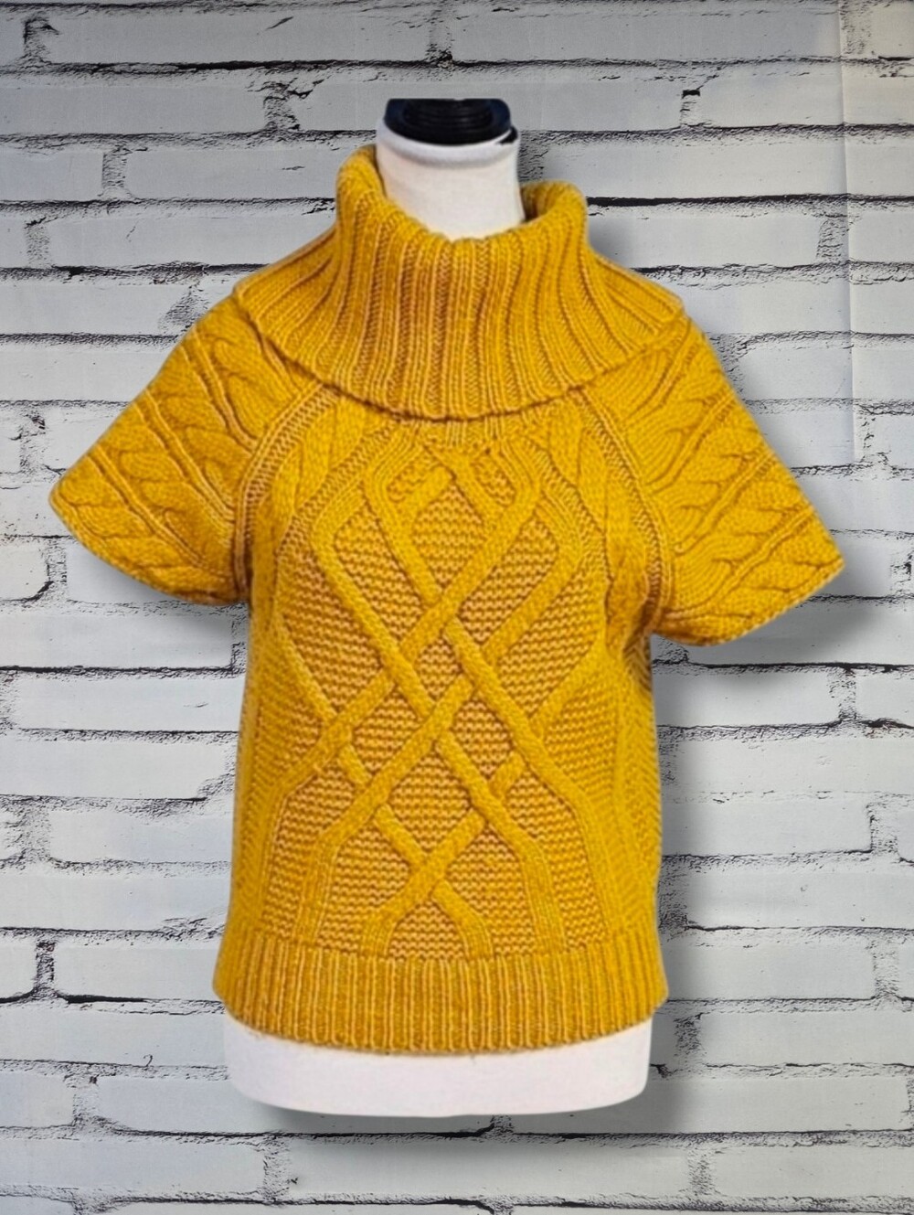 LOFT | WOOL BLEND SHORT SLEEVE FUNNEL NECK SWEATER KNIT TOP - Picture 1 of 16
